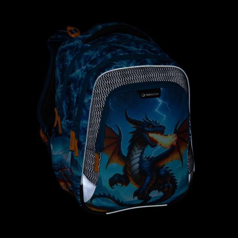 Bagmaster Malý školní set LUMI 26 D batoh, sáček a penál - drak, lehký ergonomický set pro prvňáčky