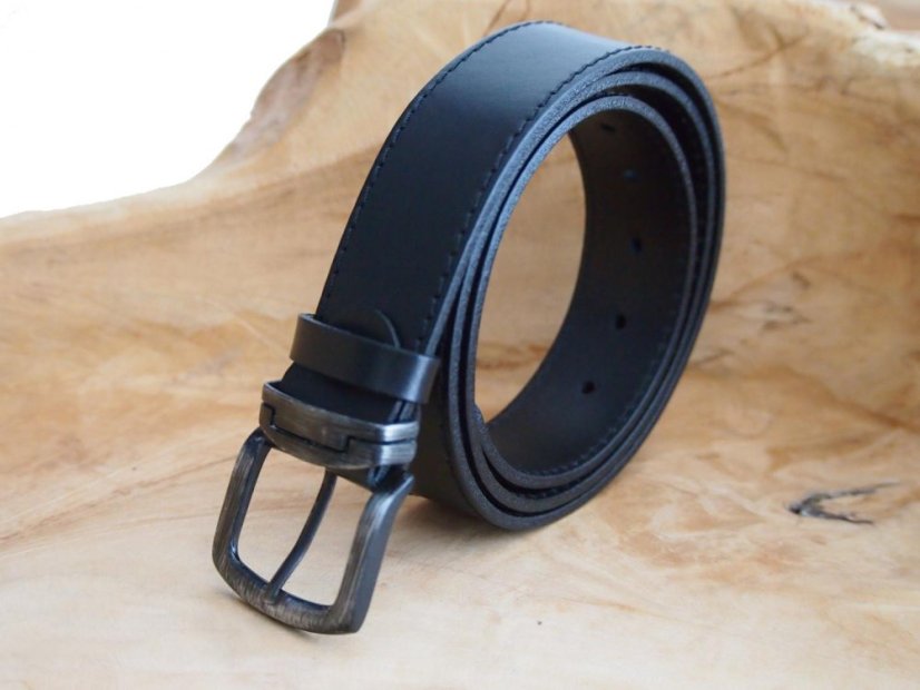 Pánský kožený černý pásek 9-1-60 šířka 40 mm