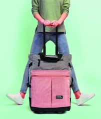 Nákupní taška na kolečkách s chladící přední kapsou PUNTA COOL 10411-2700 šedá-starorůžová
