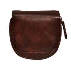 Old River Peněženka na drobné kožená podkova se zipem 91179 tmavě hnědá