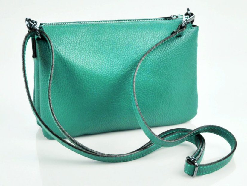 Menší kožená crossbody kabelka 5474 tyrkys
