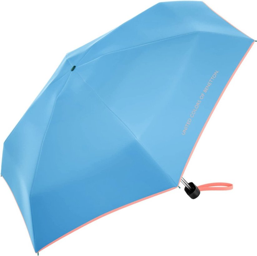Dámský skládací deštník Benetton  Ultra Mini flat bachelor button 50509 tyrkysový