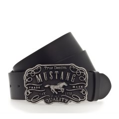 Pánský kožený pásek Mustang MG2117L15-0791 černý s plnou sponou