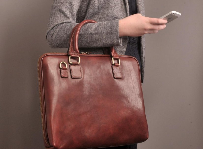 Giglio leather Dámská kožená crossbody aktovka 3920 hnědá