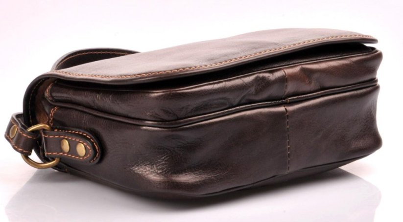 dámská kožená kabelka 0588 tmavě hnědá - světlé šití