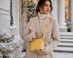 Malá kožená crossbody kabelka MaxFly 5232 světle žlutá