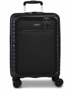 Malý cestovní kabinový kufr 10468-0100 černý s vyklápěcí kapsou na notebook