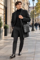 MaxFly Pánská kožená crossbody taška T08 černá