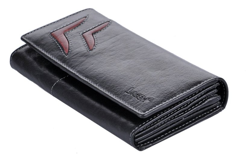Dámská kožená peněženka Lagen 6011/T Black/Red