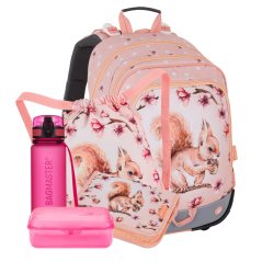 Bagmaster, Dívčí velký školní set pro prvňáčky Alfa 26 A Veverka (batoh + penál + sáček na tělocvik + lahev + box)