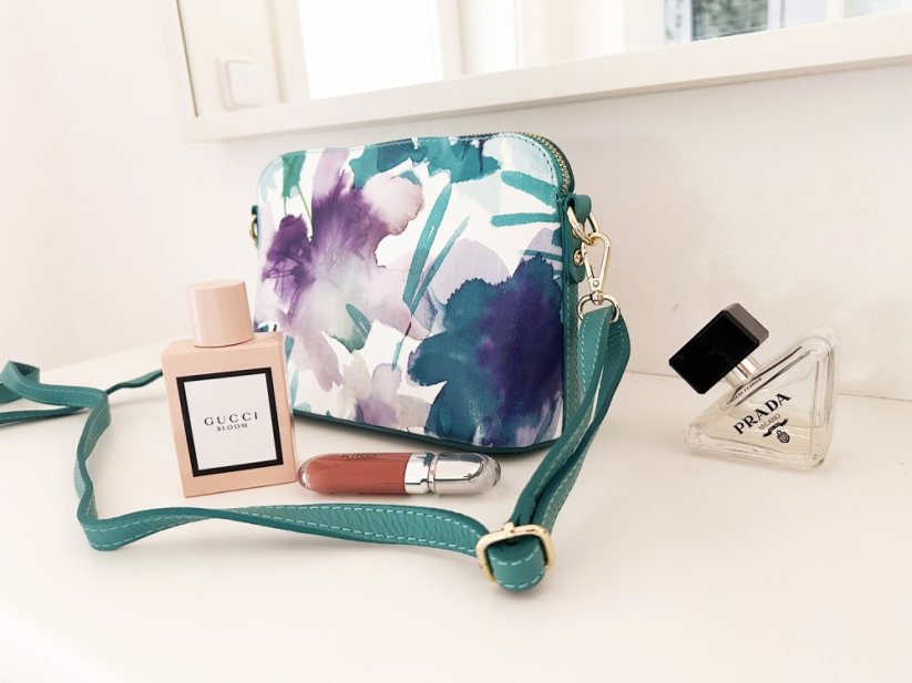 MaxFly dámská kožená kabelka crossbody  52321-16 tyrkysová