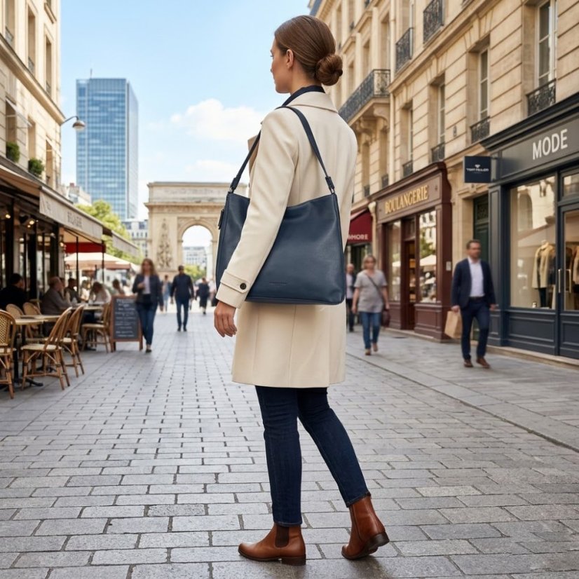 Yuma Hobo Bag M Dark Blue - elegantní tmavě modrá kabelka 011438