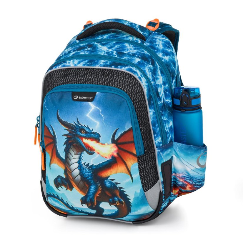 Bagmaster Malý školní set LUMI 26 D batoh, sáček a penál - drak, lehký ergonomický set pro prvňáčky