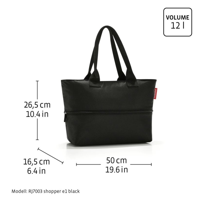 Nákupní kabelka se zipem Reisenthel Shopper e1 black RJ7003 černá