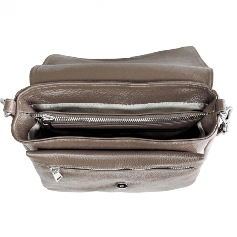 Dámská kožená kabelka přes rameno SARA BAGS 6538 taupe – pepřově hnědá