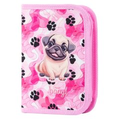 Školní penál jednopatrový Baagl  Tlapky A-34776 růžový