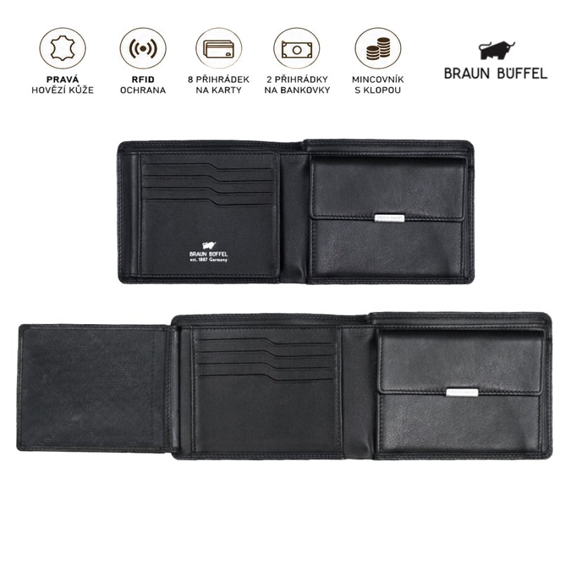 Pánská kožená peněženka RFID Golf černá 90333-510-010