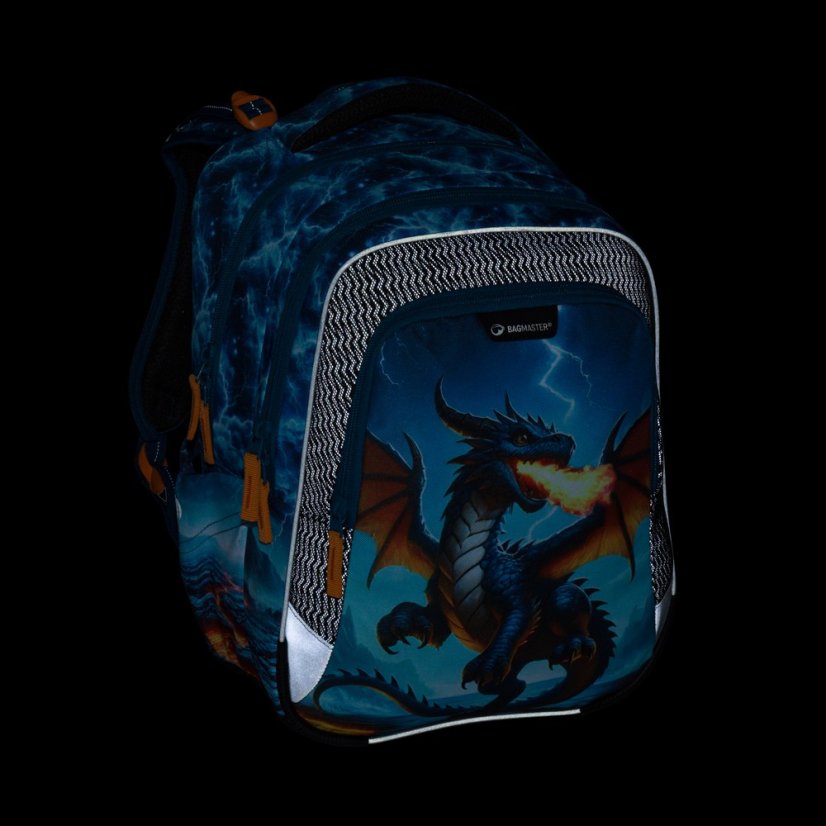 Bagmaster Malý školní set LUMI 26 D batoh, sáček a penál - drak, lehký ergonomický set pro prvňáčky