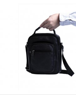 Pánská kožená taška s držadlem černá LB-334