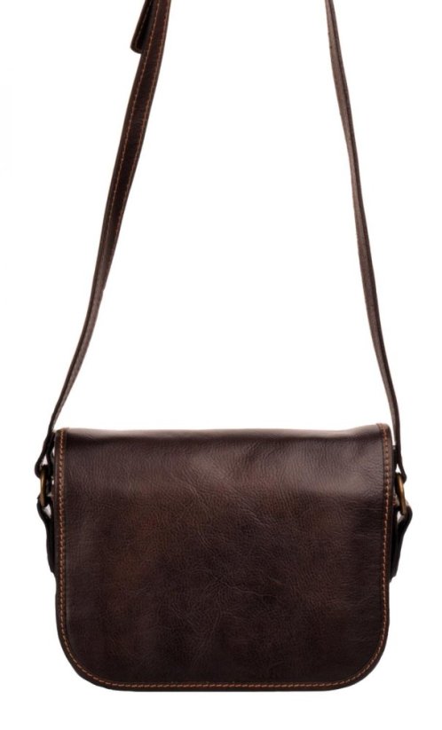 dámská kožená kabelka 0588 tmavě hnědá - světlé šití