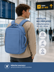 Kabinový batoh pod sedadlo 40 × 30 × 20 cm American Tourister TAKE2CABIN Casual Ms Mono Storm Blue 26,5 l modrý, 160413-1813