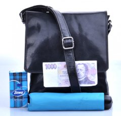 LedderArt Pánská kožená taška přes rameno LA-1263 černý crossbag