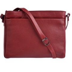 Kožená kabelka přes rameno New Bags LB-206 tmavě červená