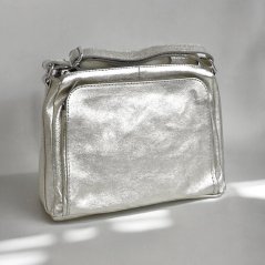 Kožená crossbody kabelka 5542 stříbrná
