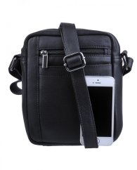 New bags leather - Pánská kožená taštička přes rameno černá LB-254