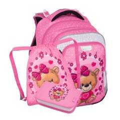 Malý školní set pro prvňáčky Lumi 24 H Medvídek (batoh + penál + sáček na tělocvik)