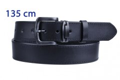 Pánský kožený černý pásek 9-1-60 obvod pasu 135 cm - dlouhý