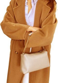 MAXFLY, Elegantní kožená kabelka přes rameno 6570 béžová