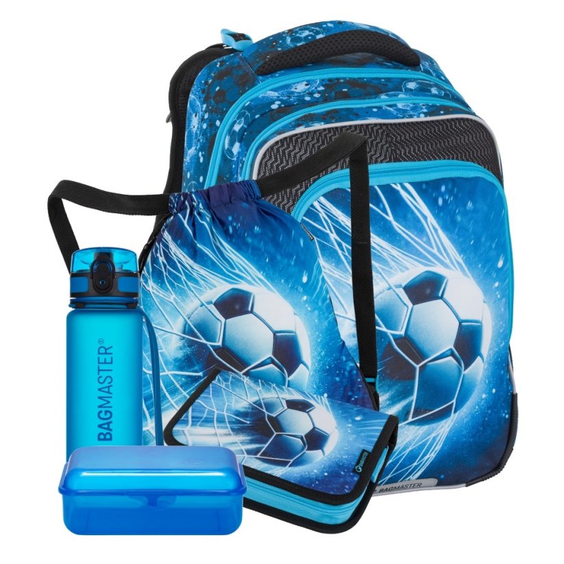 Bagmaster Velký školní set pro prvňáčky Fotbal BETA 26 C (batoh + penál + sáček na tělocvik + lahev + box)
