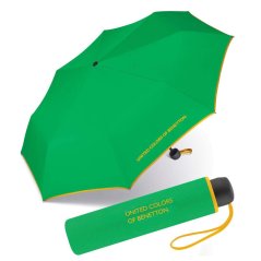 Skládací deštník Benetton Super Mini 56204 zelený žlutý okraj