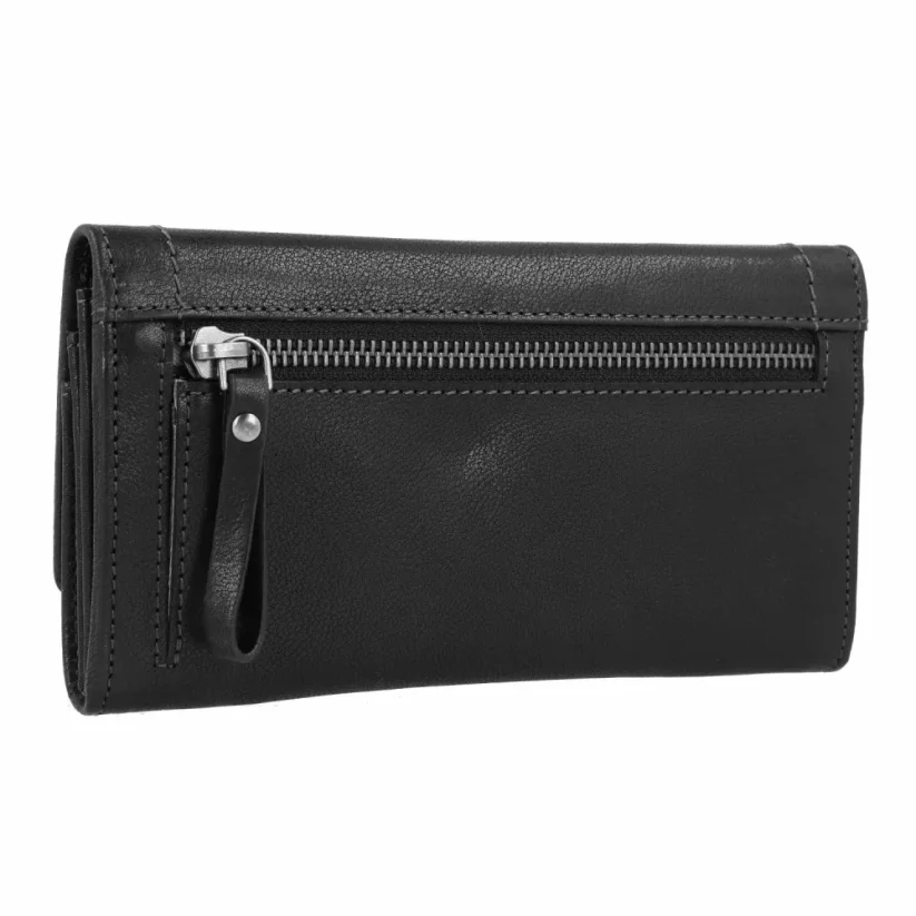 Dámská dlouhá kožená černá peněženka 298-703-60