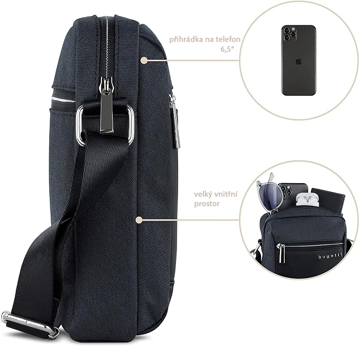 Bugatti Sera Shoulderbag Small 49630313 antracitová