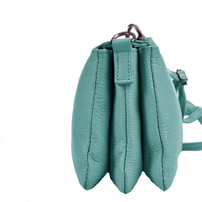 Menší kožená crossbody kabelka 5474 tyrkys