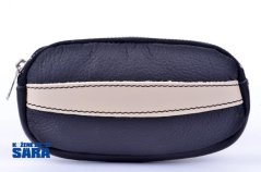 klíčenka kožená 400401.0 černá s béžovým pruhem pruhem