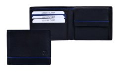 Pánská kožená moderní malá peněženka 1806 černá/modrá