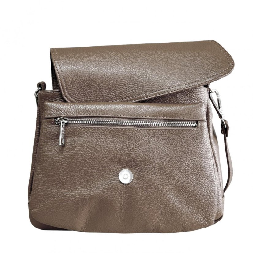 Dámská kožená kabelka přes rameno SARA BAGS 6538 taupe – pepřově hnědá