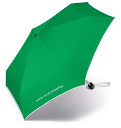 Deštník skládací Benetton Ultra Mini Flat green 56404 zelený + bílý okraj