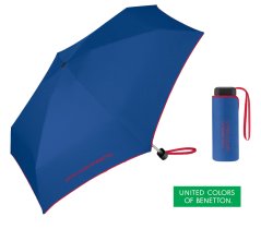 Deštník skládací Benetton Ultra Mini flat blue 56402 tmavě modrý