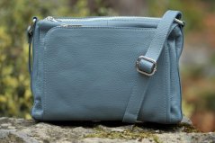 Kožená crossbody kabelka MaxFly 5542 ocean - světle modrá