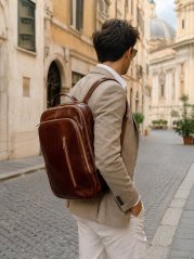 Velký kožený batoh SARA BAGS T04 hnědý – pravá hovězí kůže