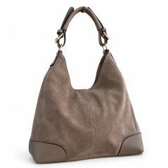 Dámská kožená velurová kabelka 5375 C – taupe hnědá