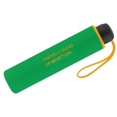 Skládací deštník Benetton Super Mini 56204 zelený žlutý okraj