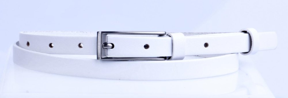 Dámský kožený úzký pásek 15-1-00 bílý 95 cm