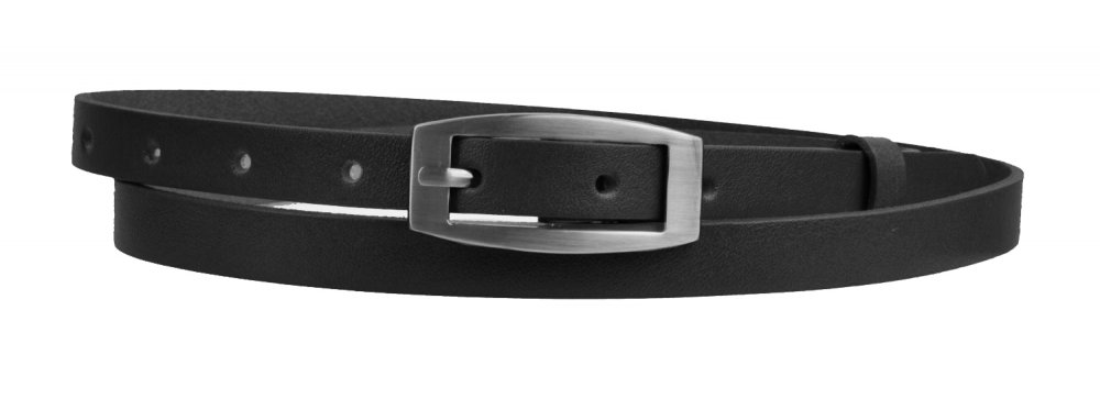 Dámský kožený úzký pásek černý 15-2-63 85 cm