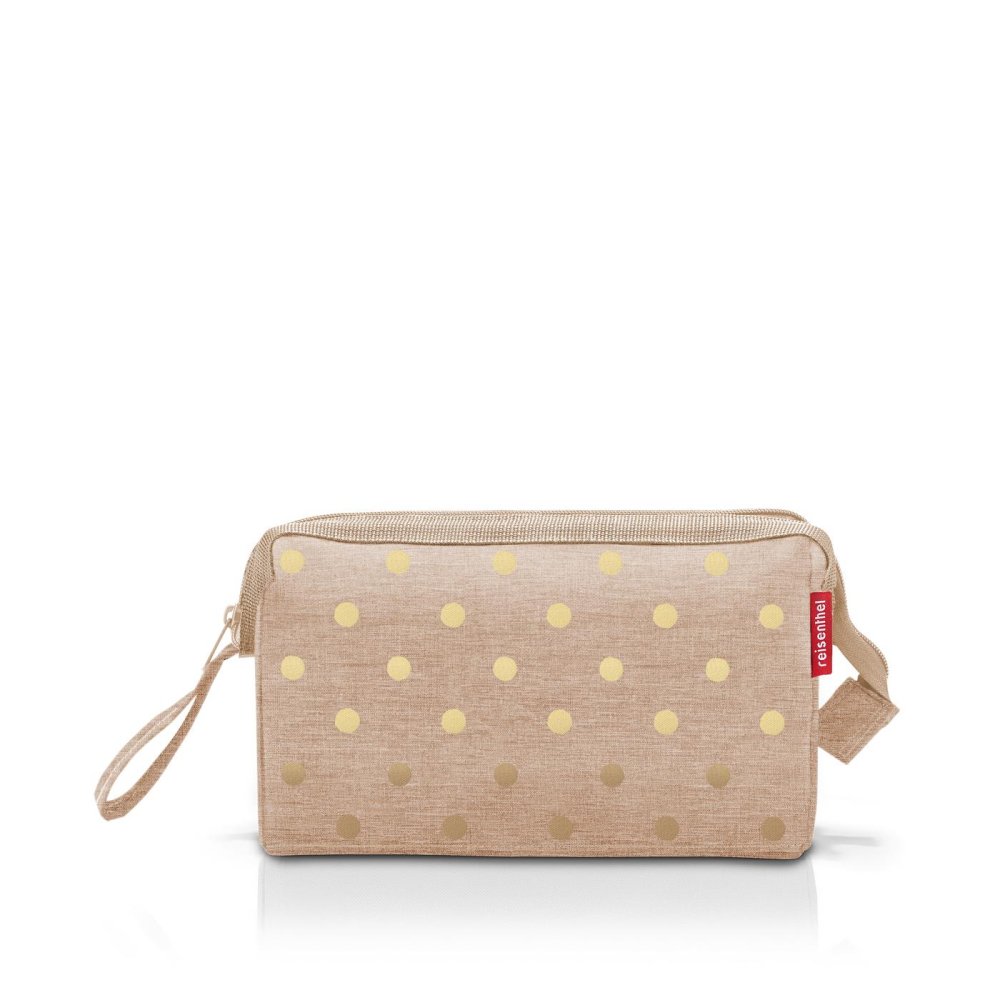 Levně Dámská taštička na kosmetiku Reisenthel Travelcosmetic Metallic dots coffee WC6050