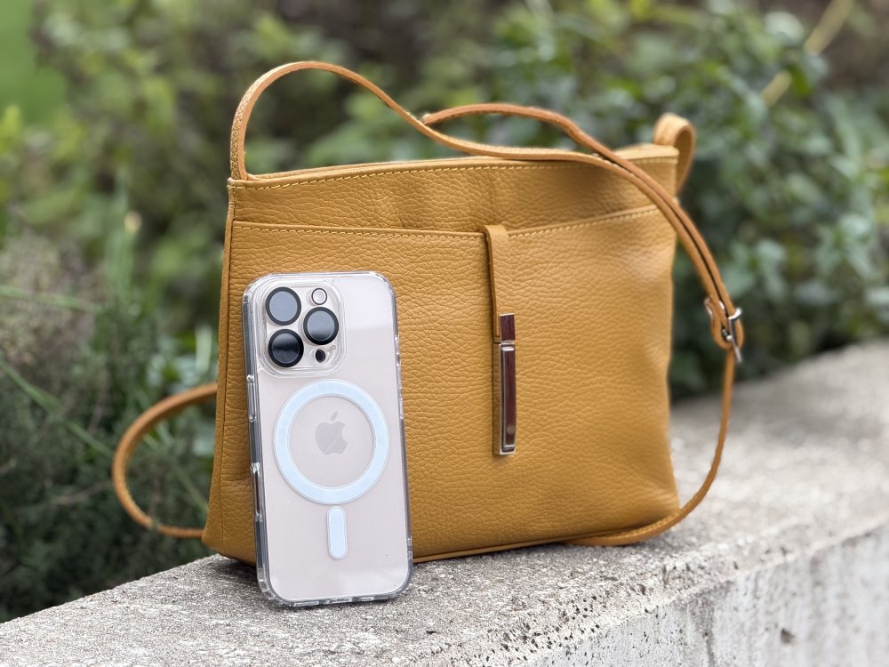 Levně Dámská kožená crossbody kabelka 5085 tmavě žlutá